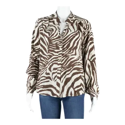 MADELEINE Womens Printed Blouse Brown Long Sleeve Animal Print M