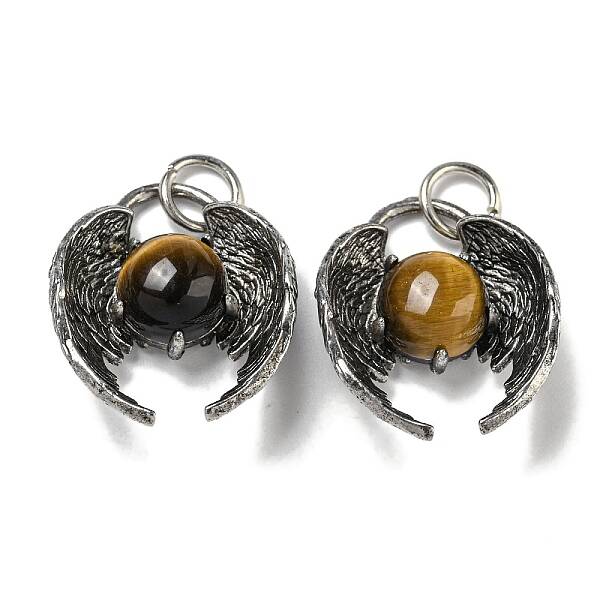 Bat Natural Tiger Eye Pendants