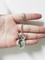 Cartoon Cat Design Keychain for Women and Men, Acrylic Key Ring with Chain, Keychain Accessories for Bag, Car, Office, Creati...