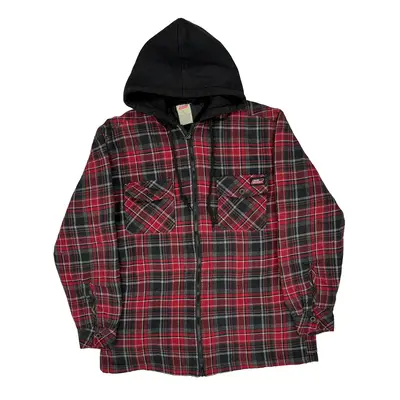 Dickies Checked Overshirt - Large Red Cotton Blend