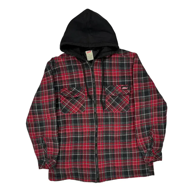 Dickies Checked Overshirt - Large Red Cotton Blend