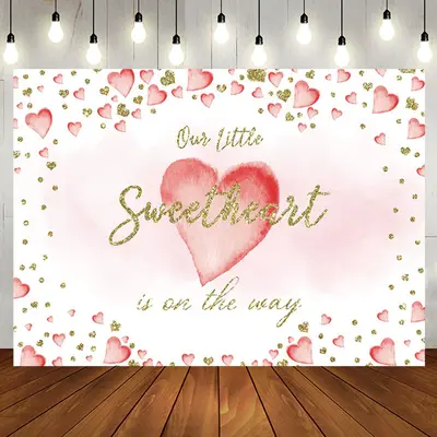Little Sweetheart White Pink Baby Shower Backdrop