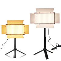LED Video Light Kit, USB Powered 3-color Adjustable Light with Tripod Stand, Square Fill Light with 4 Leaf Shutter for Indoor...