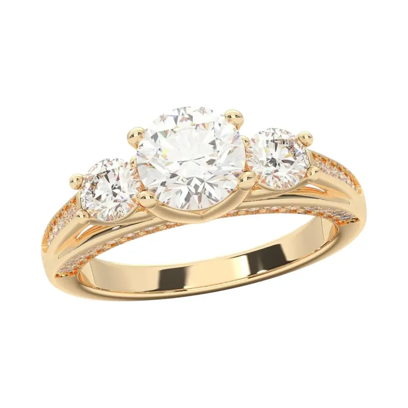 14K Gold 2 CT. T.W. Round Lab Created Diamond Custom Engagement Ring D Color VVS1-VS1 Clarity 3EX IGI Certified