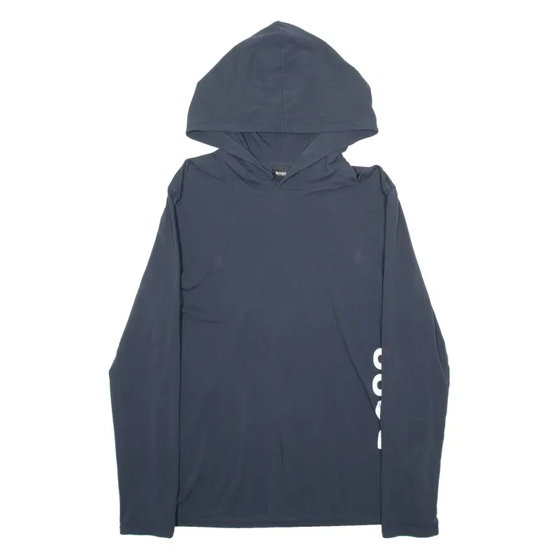 BOSS Hooded Mens T-Shirt Blue Long Sleeve S