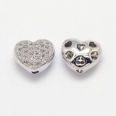 Brass Micro Pave Cubic Zirconia Hollow Beads