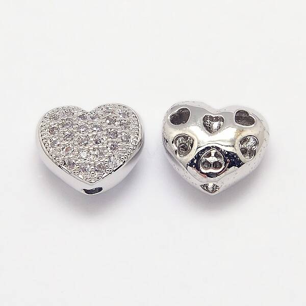 Brass Micro Pave Cubic Zirconia Hollow Beads