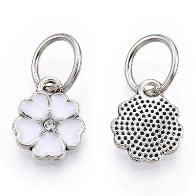 Enamel Style Flower Alloy Rhinestone Charms