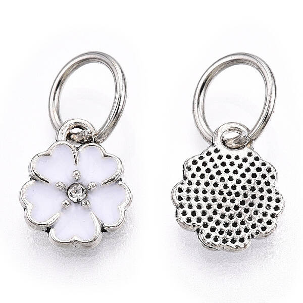 Enamel Style Flower Alloy Rhinestone Charms