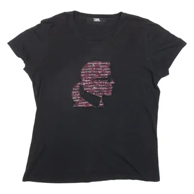 KARL LAGERFELD T-Shirt Black Short Sleeve Womens S