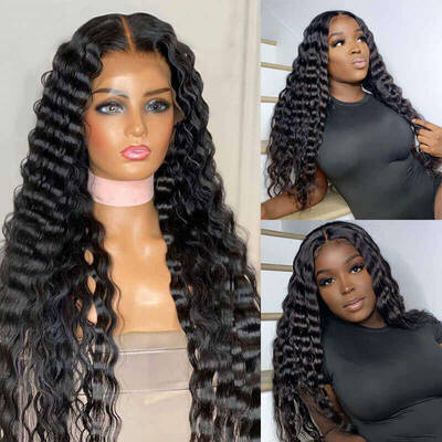 Ashimary Hair Loose Deep Wave 13x4 HD Lace Frontal Wigs Brazilian Human Hair Natural Color