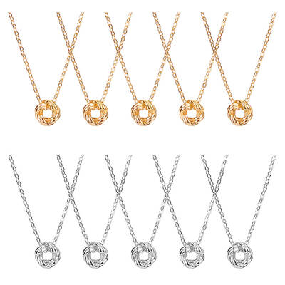 10Pcs 5 Style 304 Stainless Steel Ring Knot Pendant Necklaces Set for Women