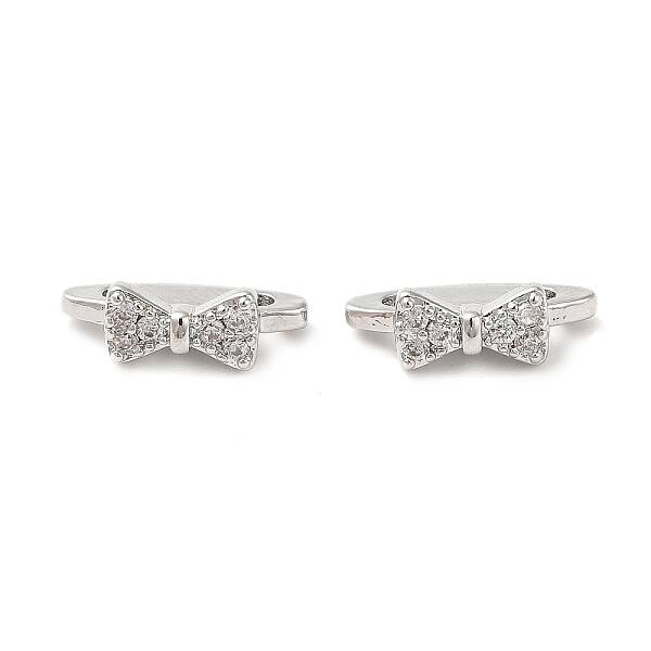 Brass Micro Pave Clear Cubic Zirconia Slide Charms