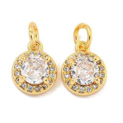 Brass Micro Pave Clear Cubic Zirconia Pendants