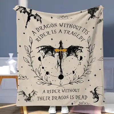 Dragon Knight Pattern Blanket, 1 Count Soft Warm Throw Blanket, Air-conditioned Room Blanket, Warm Nap Blanket for Home Offic...
