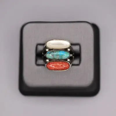 Sterling Silver Stone Ring - Multi Color Stone Design