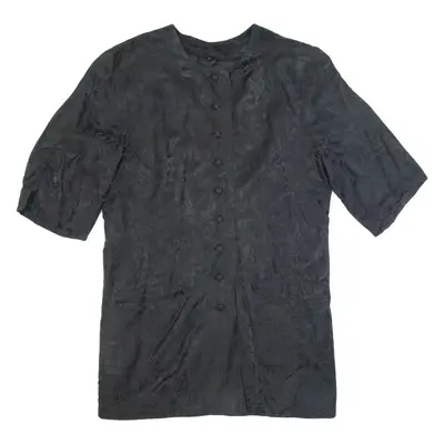 Womens Printed Top Black Silk Floral UK 12