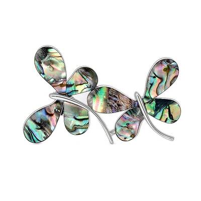 Retro Abalone Shell Two Butterfly Brooches