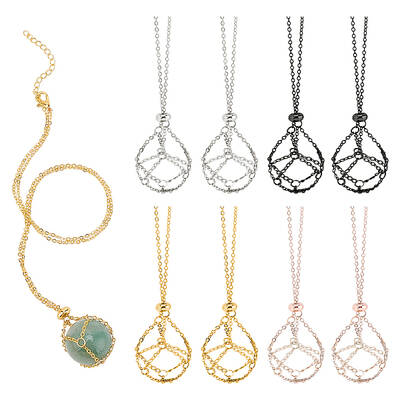8Pcs 4 Colors Brass Macrame Pouch Necklace Making