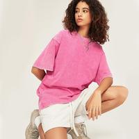 Holafish 100% Cotton Acid Washed Oversized T-Shirts Unisex Loose Fit Basic Solid Streetwear Tee Tops, Fashion Retro Street Cr...