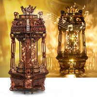 FUNPOLA LED 3D Wood Puzzle Poker World Projector – DIY Craft Kit with LED Lights and Music Box - Creative Poker - Nightligh...