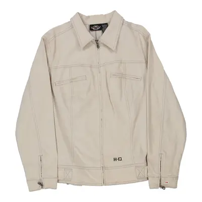 Harley Davidson Spellout Jacket - 2XL Beige Cotton