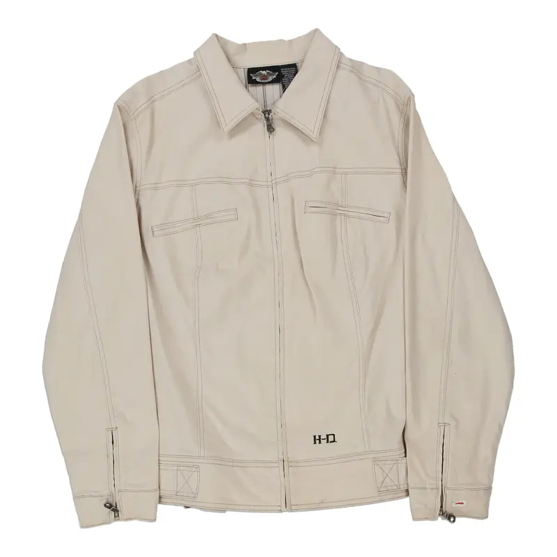 Harley Davidson Spellout Jacket - 2XL Beige Cotton