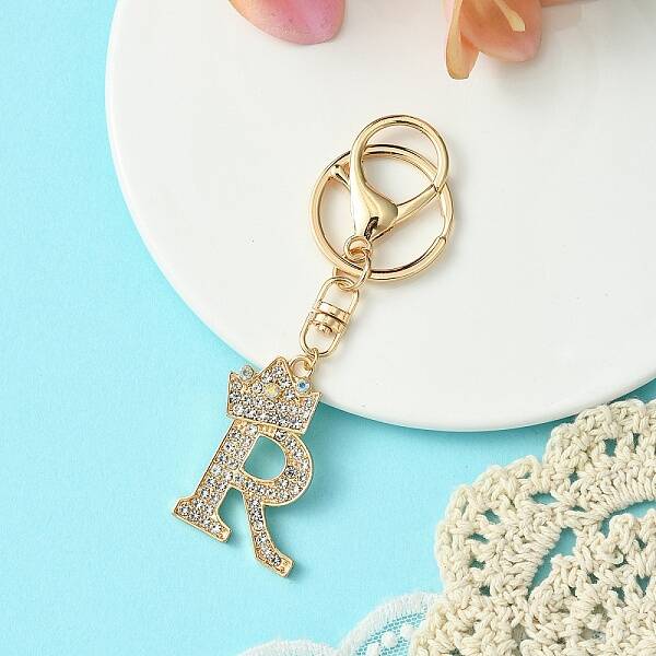 Golden Alloy Rhinestone Keychain