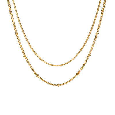 304 Stainless Steel Double-Layer Necklace