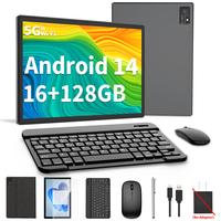 Relndoo Android 14 Tablet 10.1 inch with 16(8+8)GB+128GB, Face Unlock, Set with Keyboard, Mouse, Case, Stylus, Supporting Mul...