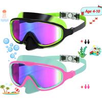 Kids Swimming Goggles 2 Pack Anti-fog Anti-UV Wide View Kids Swimming Goggles 4-15 years old