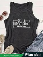 【Plus Size】 Letter Print Tank Top, Casual Sleeveless Top for Daily Wear, Women's Plus Clothing for All Seasons