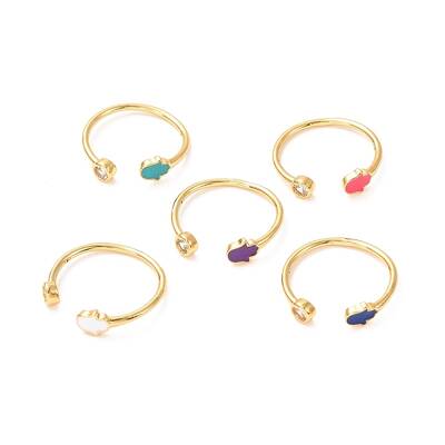 Hamsa Hand /Hand of Miriam Golden Cuff Rings for Women