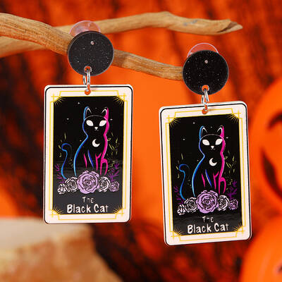 Cool Tower Halloween Print Double-sided Acrylic Dangle Stud Earrings