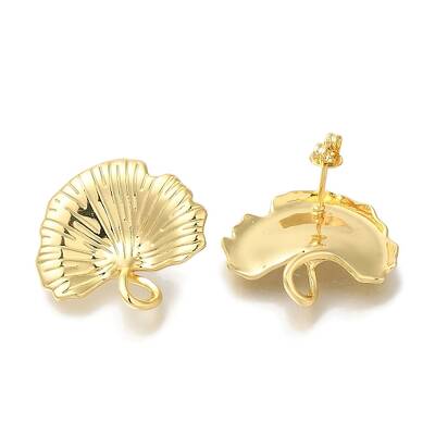 Rack Plating Leaf Brass Stud Earrings