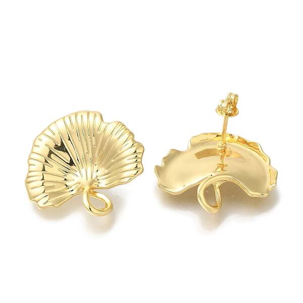 Rack Plating Leaf Brass Stud Earrings