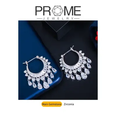 Water Drop Tassel Earrings 5A Zircon, Elegant and Charming, Sparkling Design, Perfect Gift for Women