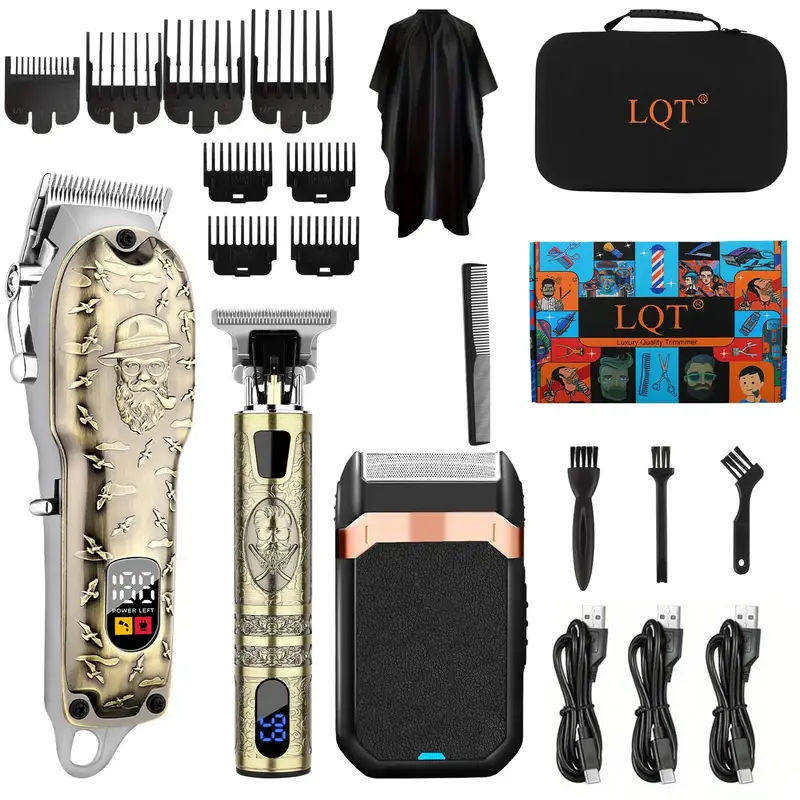 Professional Hair Clipper for Men, 1 Box Nose Hair Trimmer Set, Cordless Beard Trimmer, Rechargeable Clippers Set for Hair Cu...