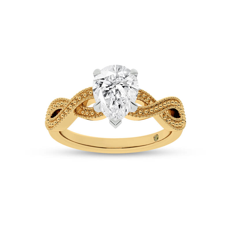 York Infinity Shank Pear Shape Lab Grown Diamond Engagement Ring | 10K Yellow Gold 4 CT. TW.