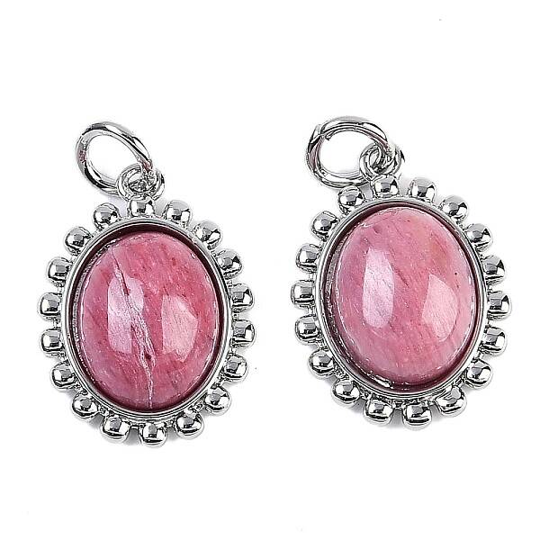 Natural Rhodonite Oval Pendants