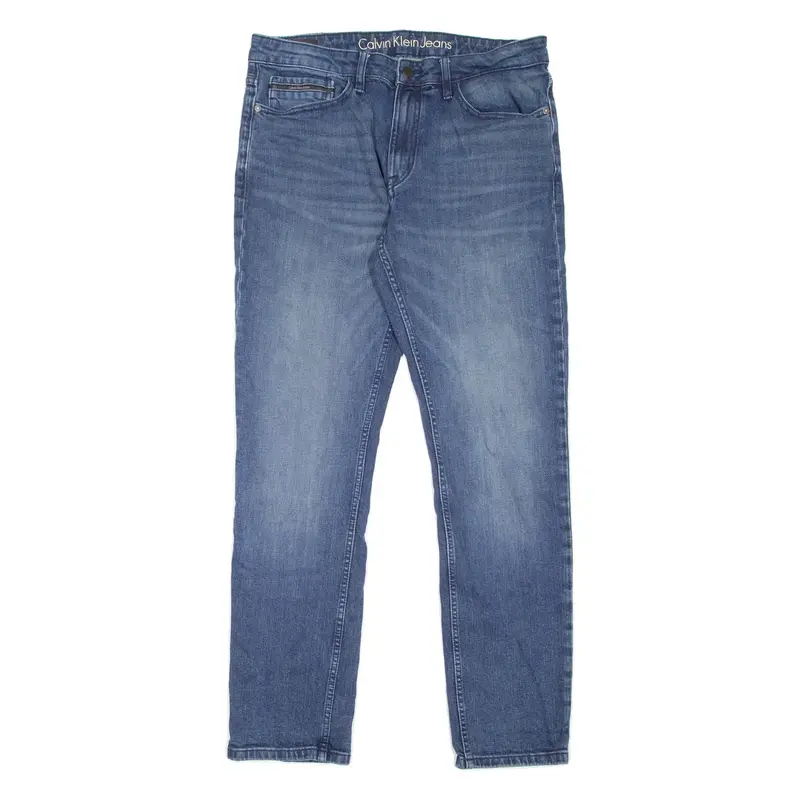 CALVIN KLEIN JEANS Mens Jeans Blue Slim Straight Stone Wash W34 L32