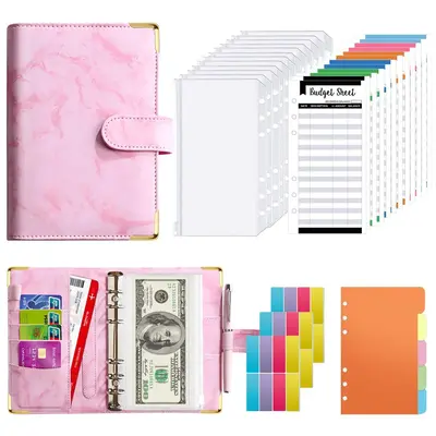 Budget Binder Notebook, 54Pcs Budget Binder with Zipper Envelopes , Cash Envelopes for Budgeting, Money Organizer for Cash, A...