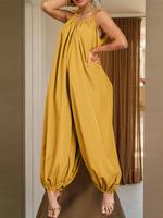 Women's Solid Color Jumpsuit, Casual Comfy Baggy Jumpsuit for Summer, Fashion Women's Clothing for Daily Wear, Womenswear