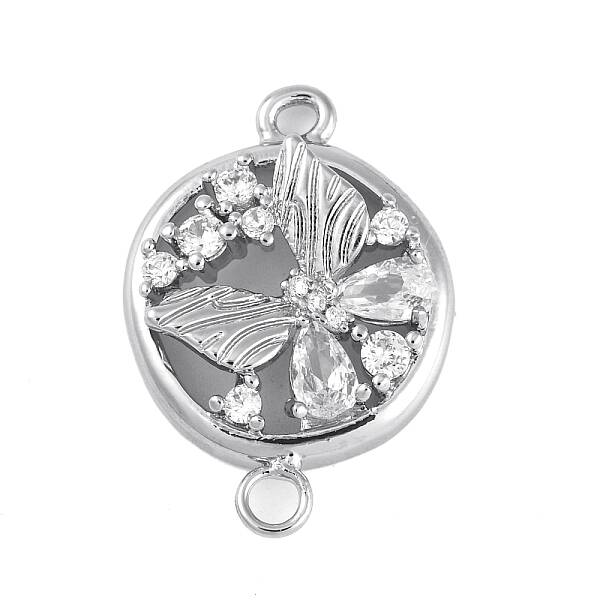 Brass Pave Clear Cubic Zirconia Connector Charms
