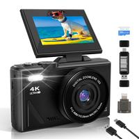 4K 64MP Digital Camera for Photography, Vlogging Camera with 3'' 180° Flip Screen, 18X Digital Zoom, 6 Filters, Rechargeable...