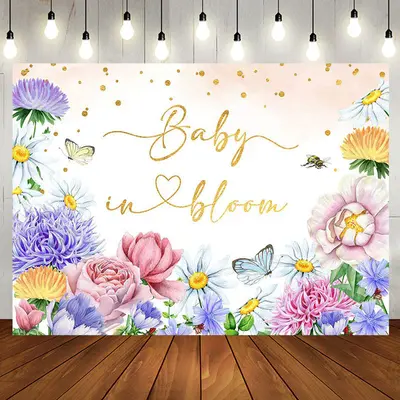 Baby In Bloom Floral Butterfly Baby Shower Backdrop - Aperturee