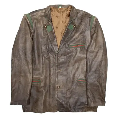 VERA PELLE Mens Blazer Jacket Brown Leather 90s XL