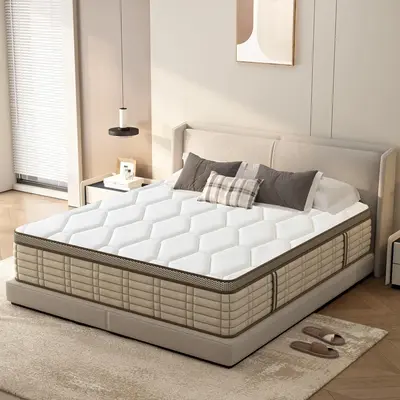 Soges Hybrid Mattress in a Box: 10-12 Inch Medium Firm with Sturdy Edge Support, Cooling & Pressure Relief, Fiberglass-Free, ...