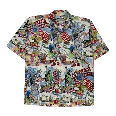 Paragraff Graphic Hawaiian Shirt - Large Multicoloured Cotton