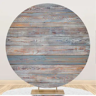Vintage Rustic Wooden Wall Textured Circle Backdrop - Aperturee